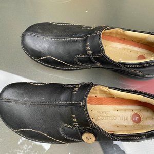 Clarks Unstructured Leather Slip on Shoes